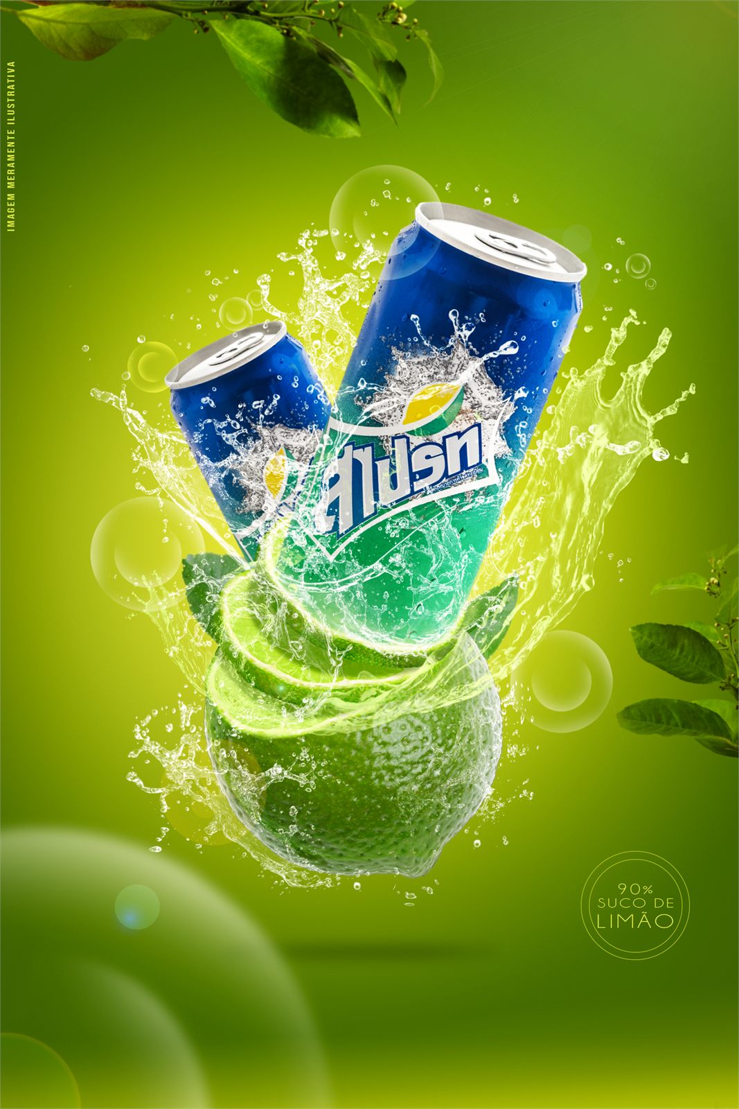 Estudo de arte publicitária para refrigerante